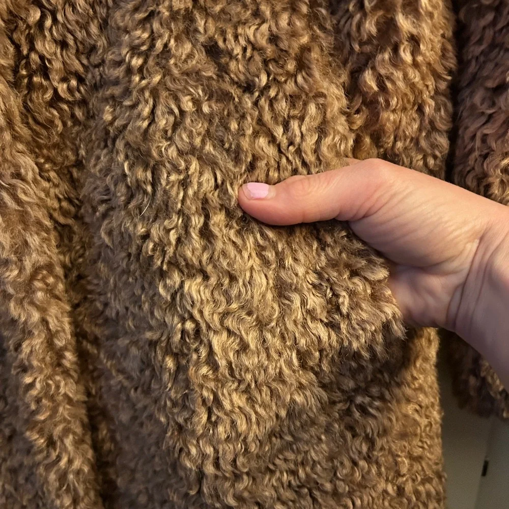 Women's Brown Faux Fur Coat - Picture 3 of 5